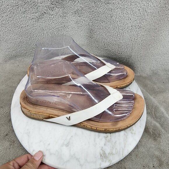 Vionic Shoes Womens  Size 6 Daniela White Leather Strap Cork Sandals *GUC* - Picture 4 of 12